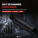Out of danger in seconds: break the window, cut the belt, get out