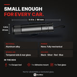 Specs: 3.5 in / 88 mm, aluminum, works on tempered side and rear glass, in the box
